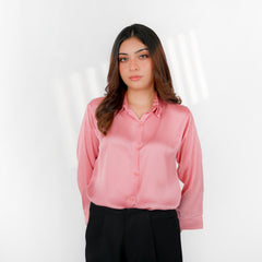 Pink Rose Silk Button-Down Top