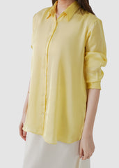 Yellow iris silk shirt