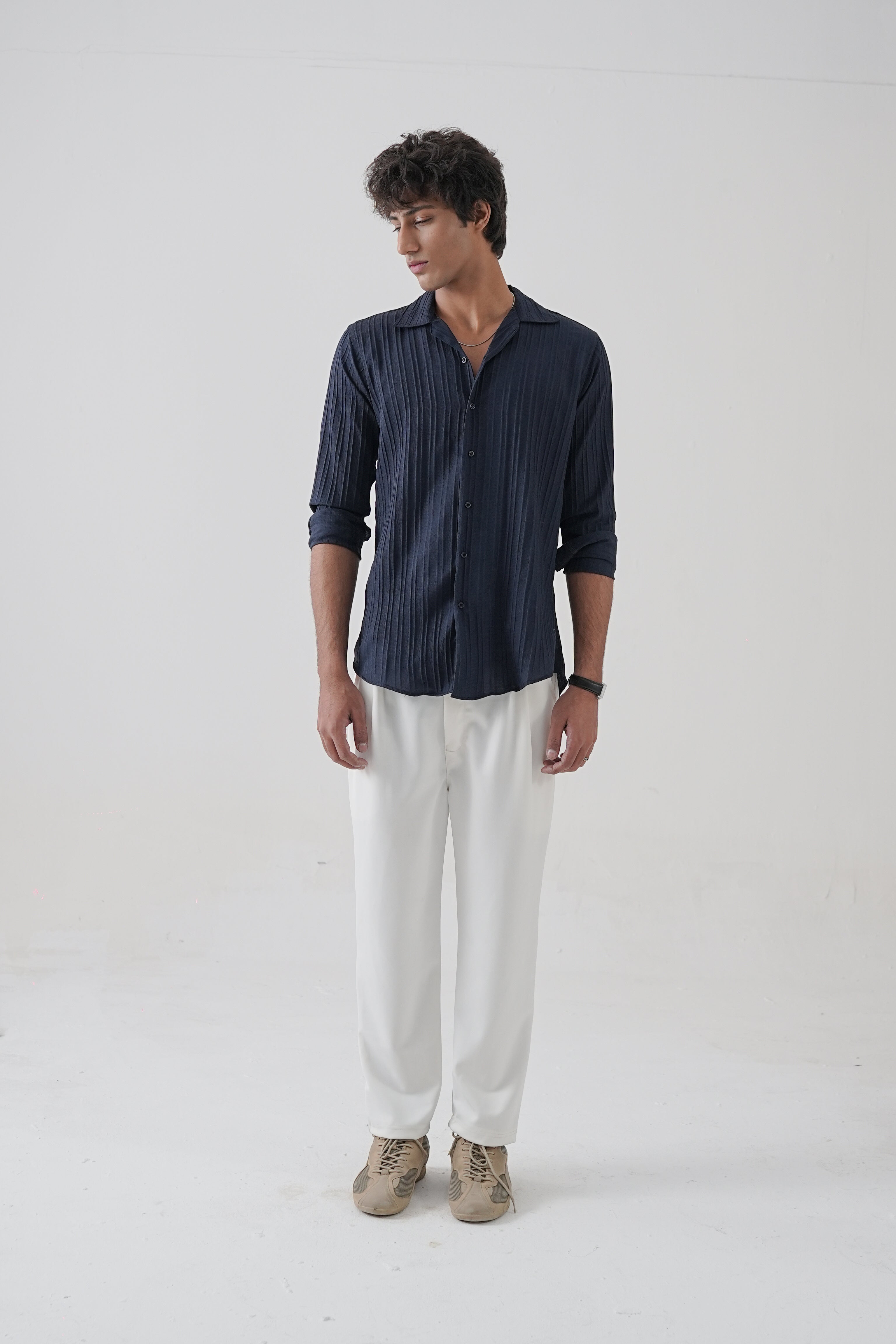 baritone blue texture shirt
