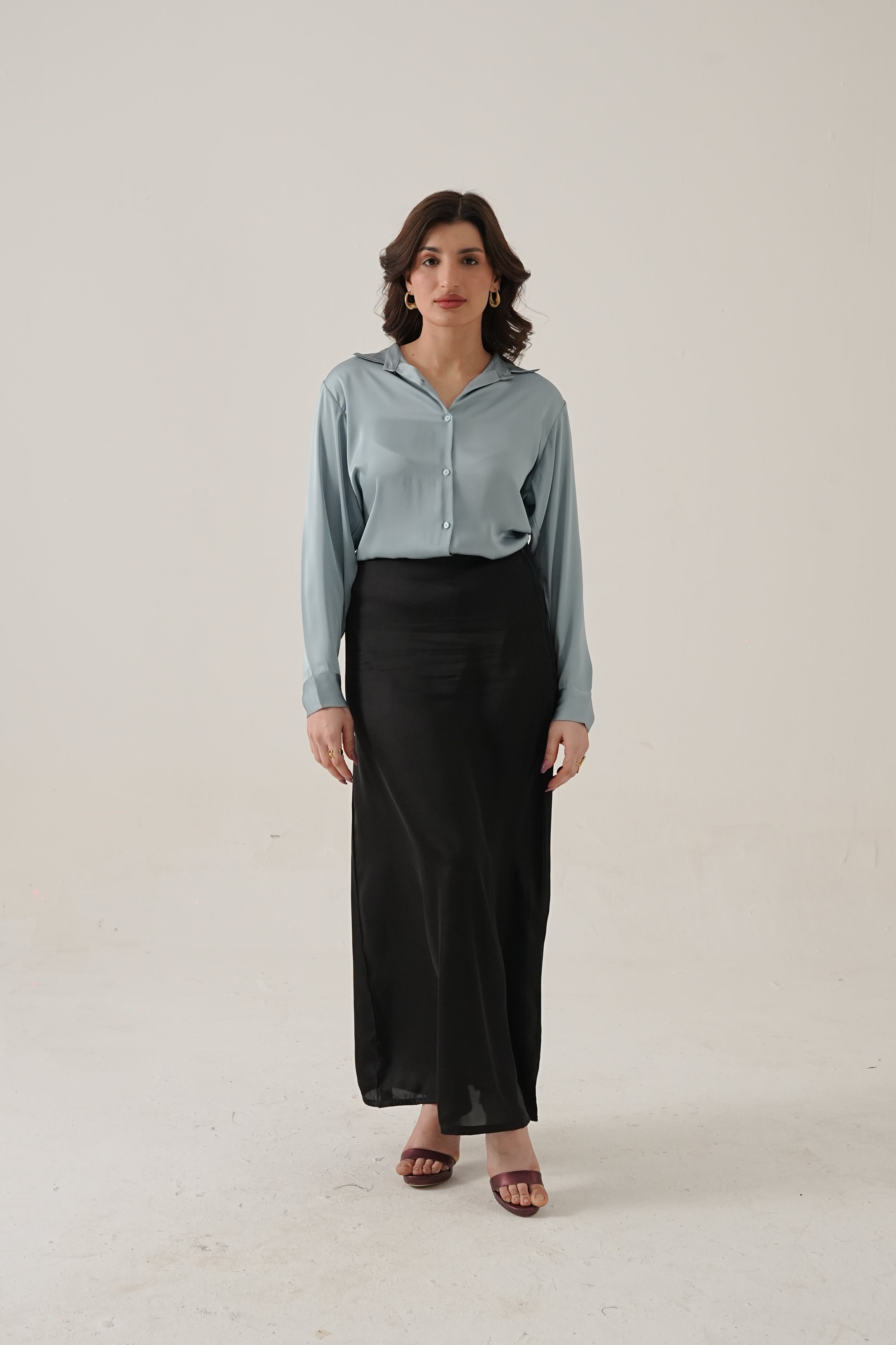 black silk skirt
