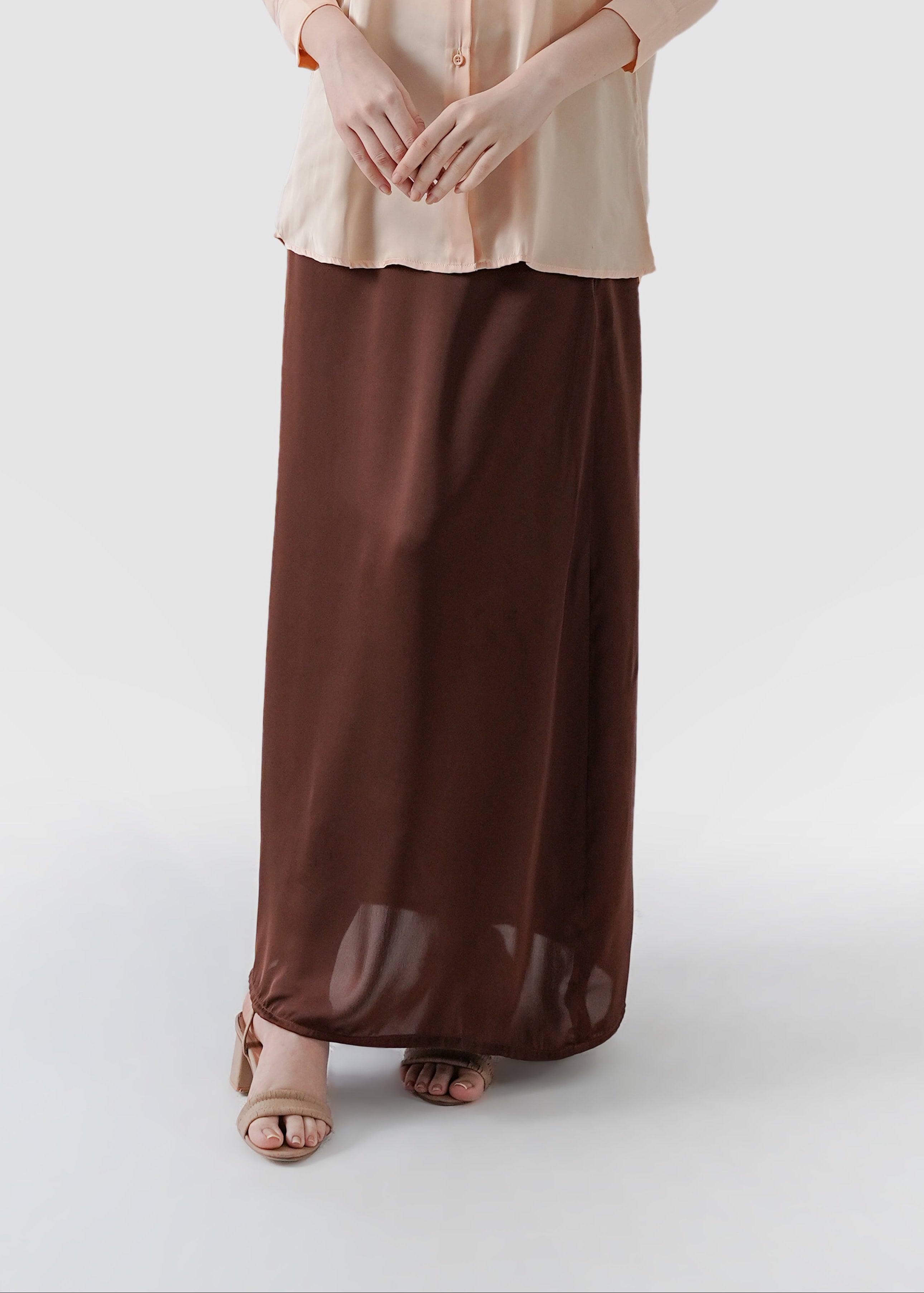 chocolate brown silk skirt