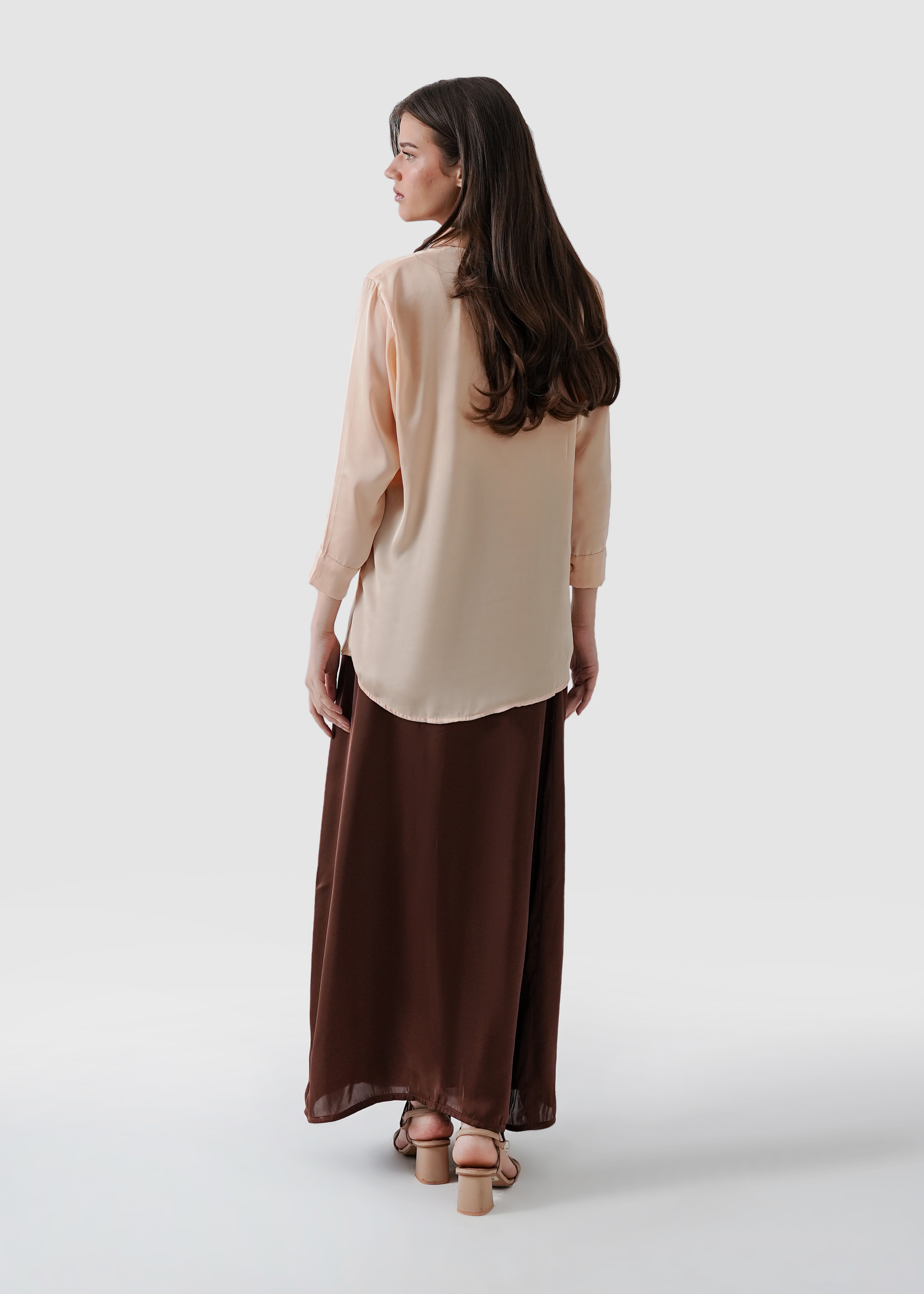 chocolate brown silk skirt