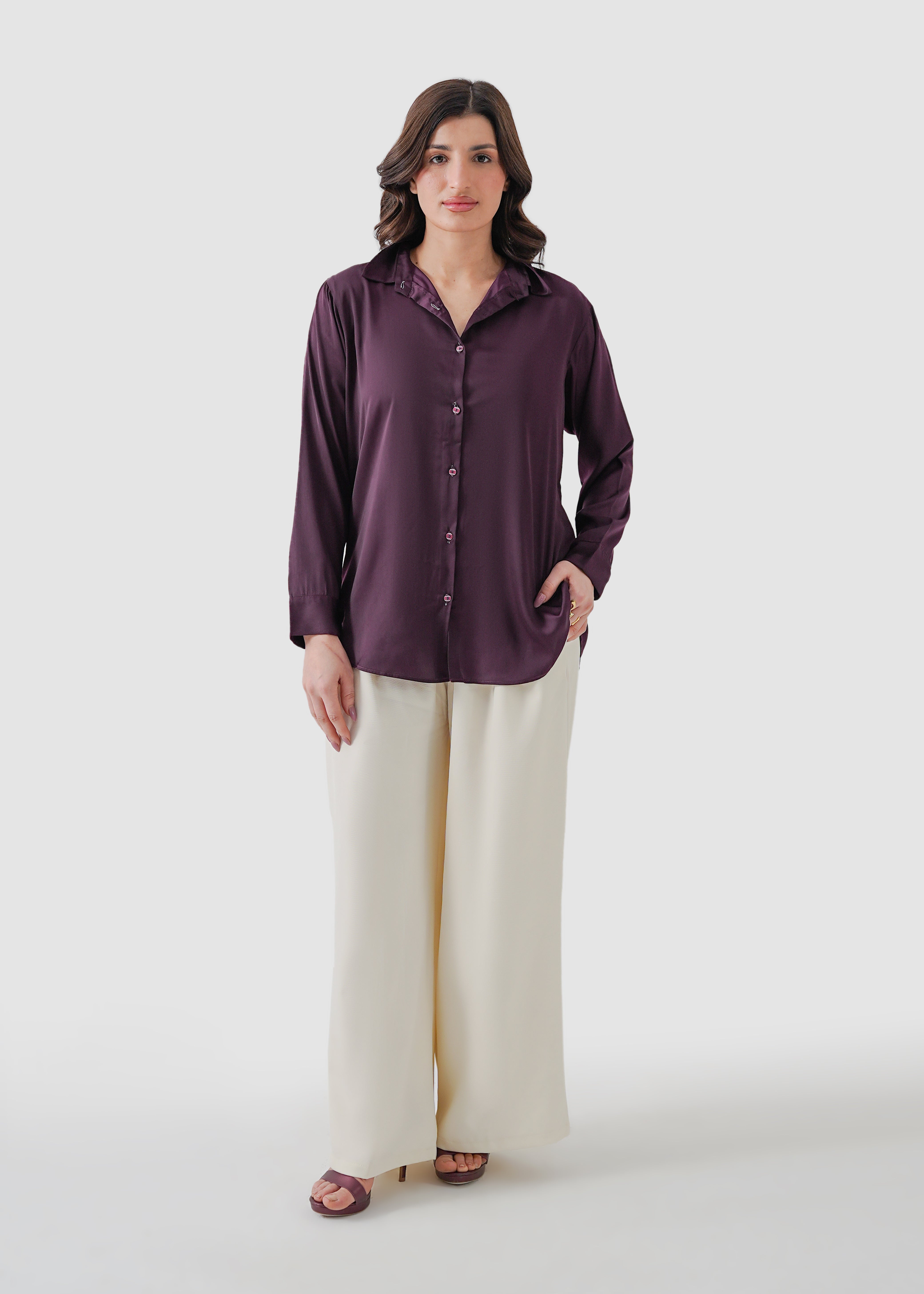 Aubergine gleam silk shirt