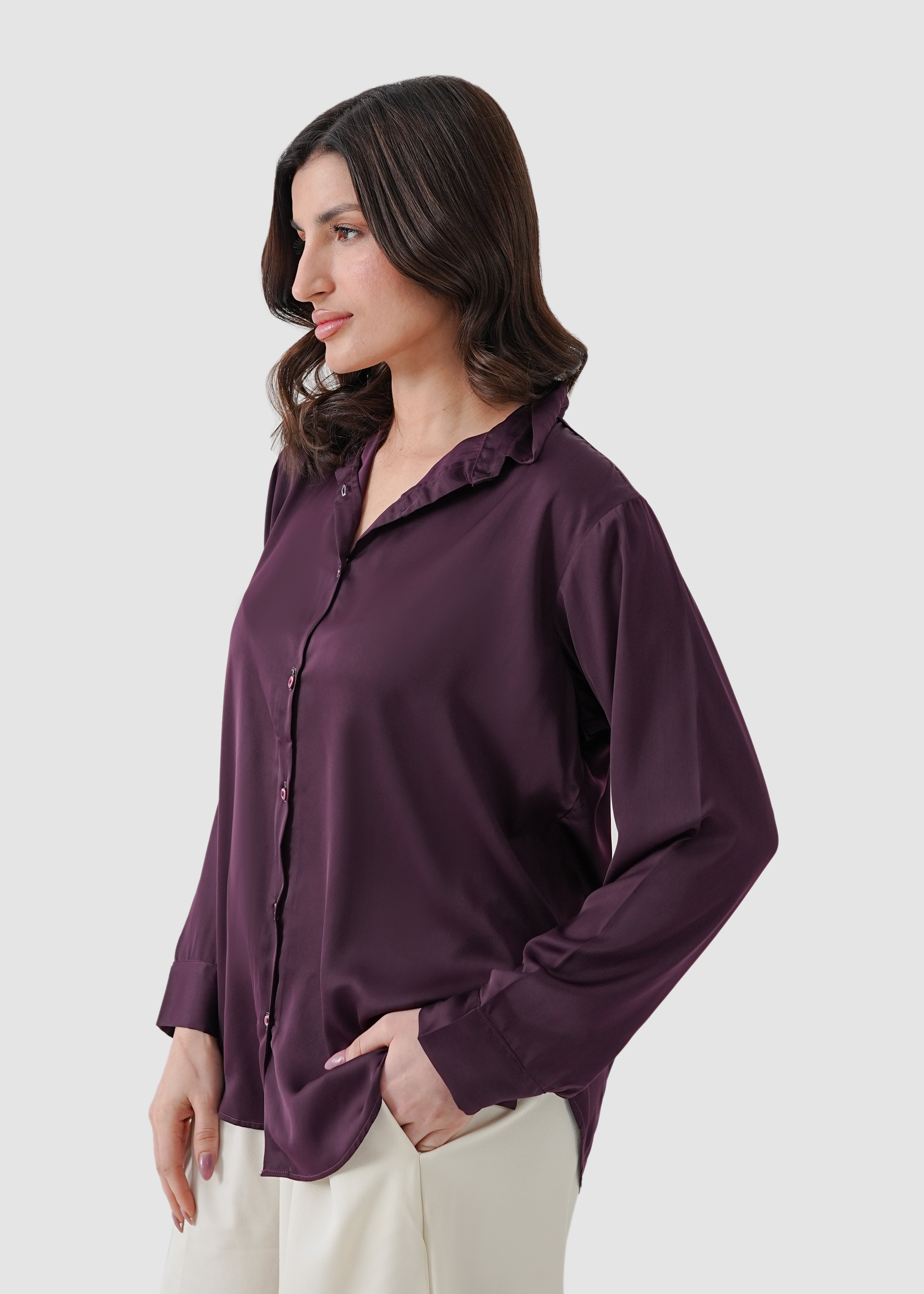 Aubergine gleam silk shirt