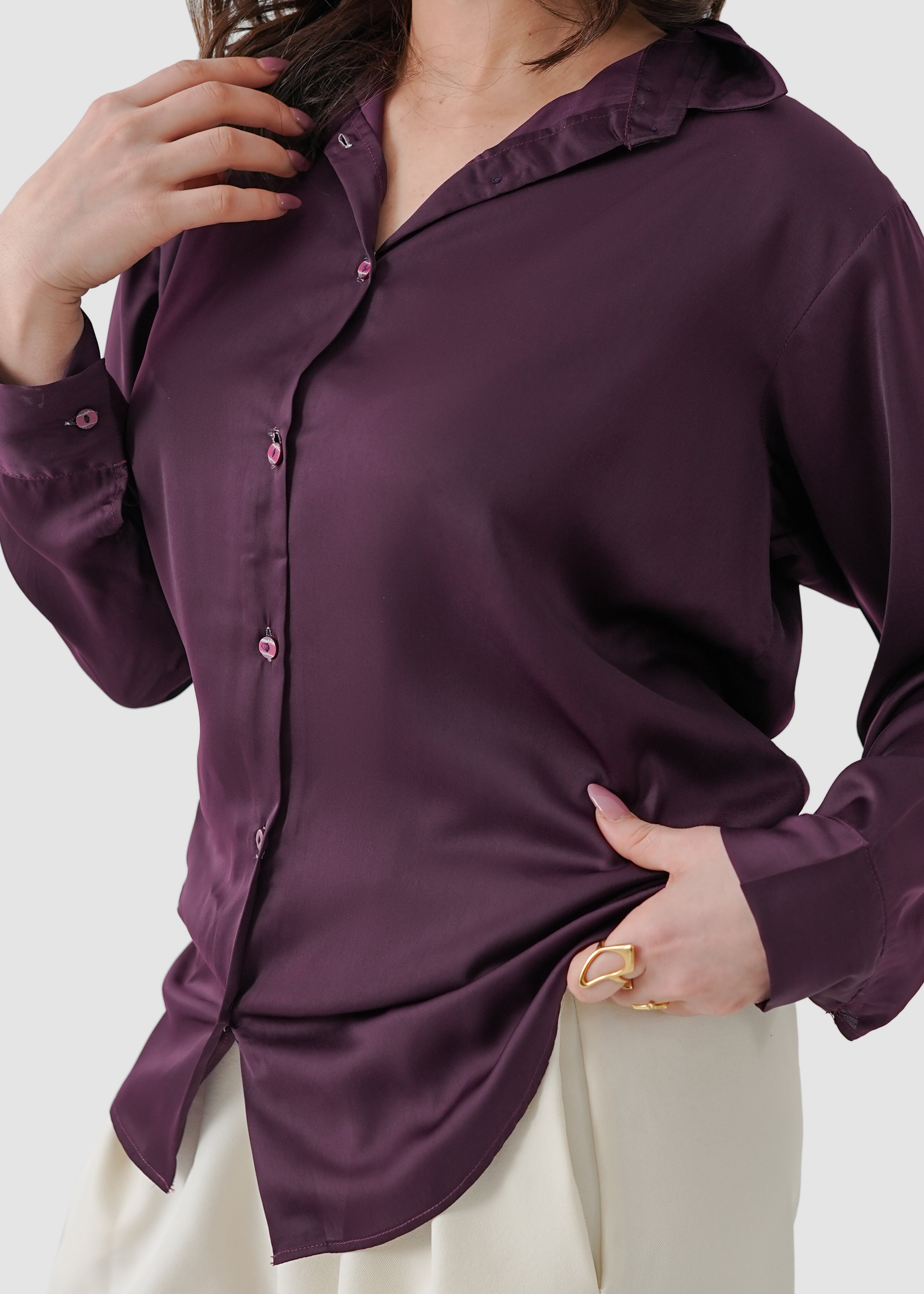 Aubergine gleam silk shirt