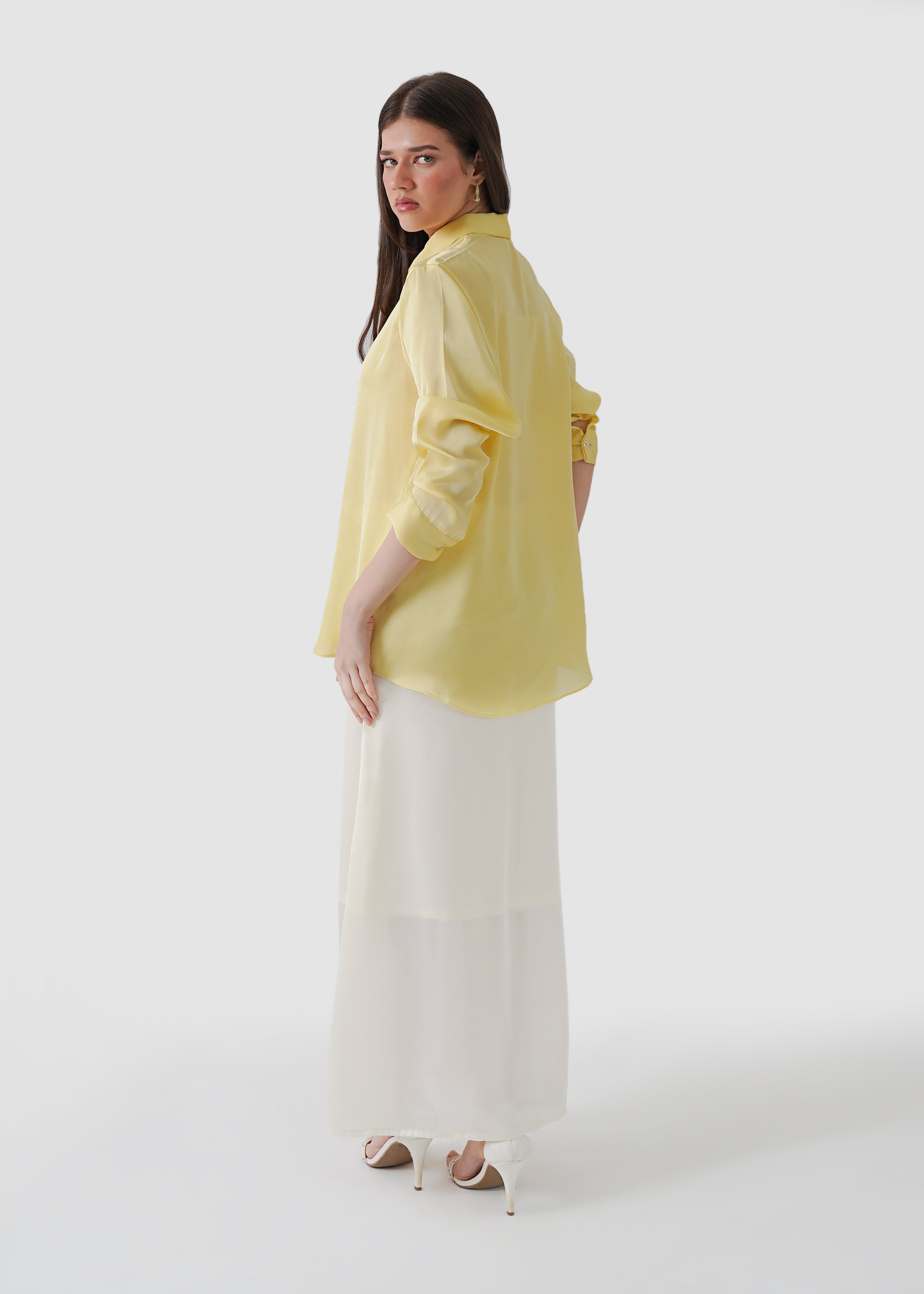 Yellow iris silk shirt
