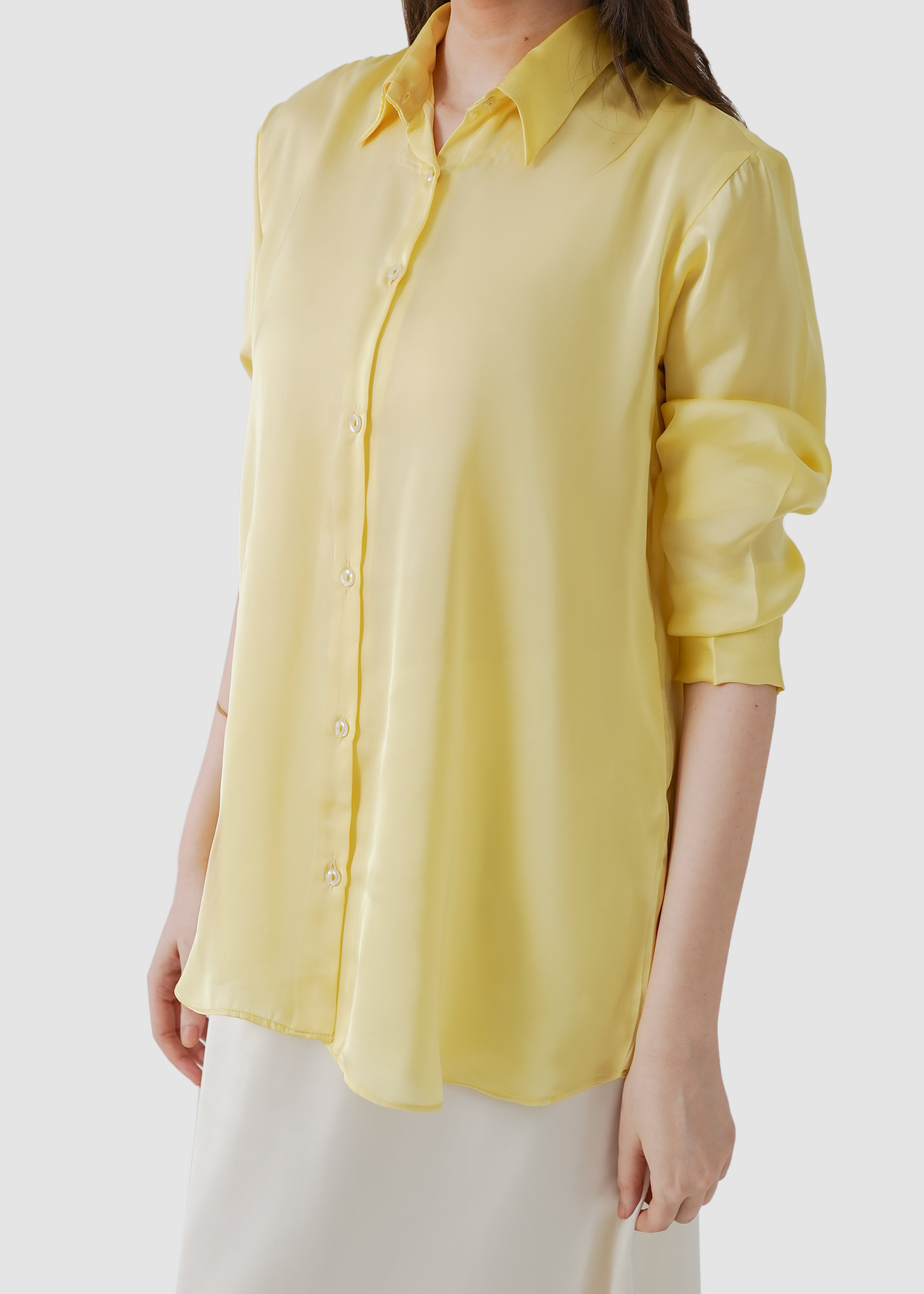 Yellow iris silk shirt