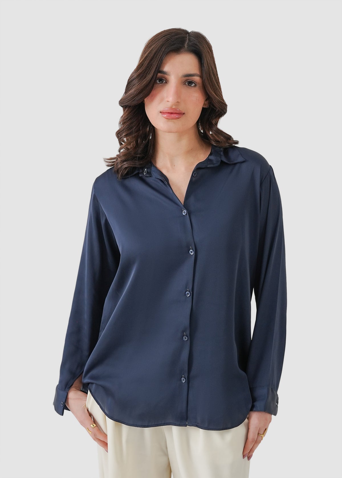 Maritime blue silk shirt