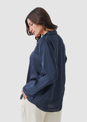 Maritime blue silk shirt