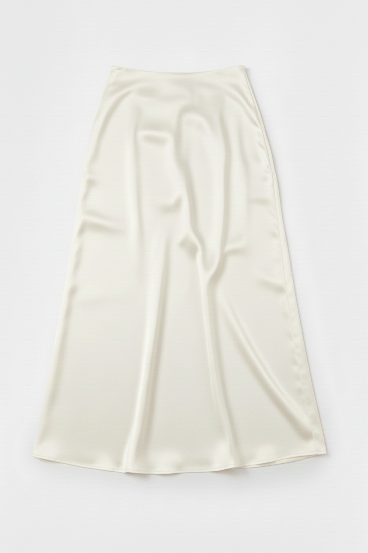 CREAM WHITE silk skirt